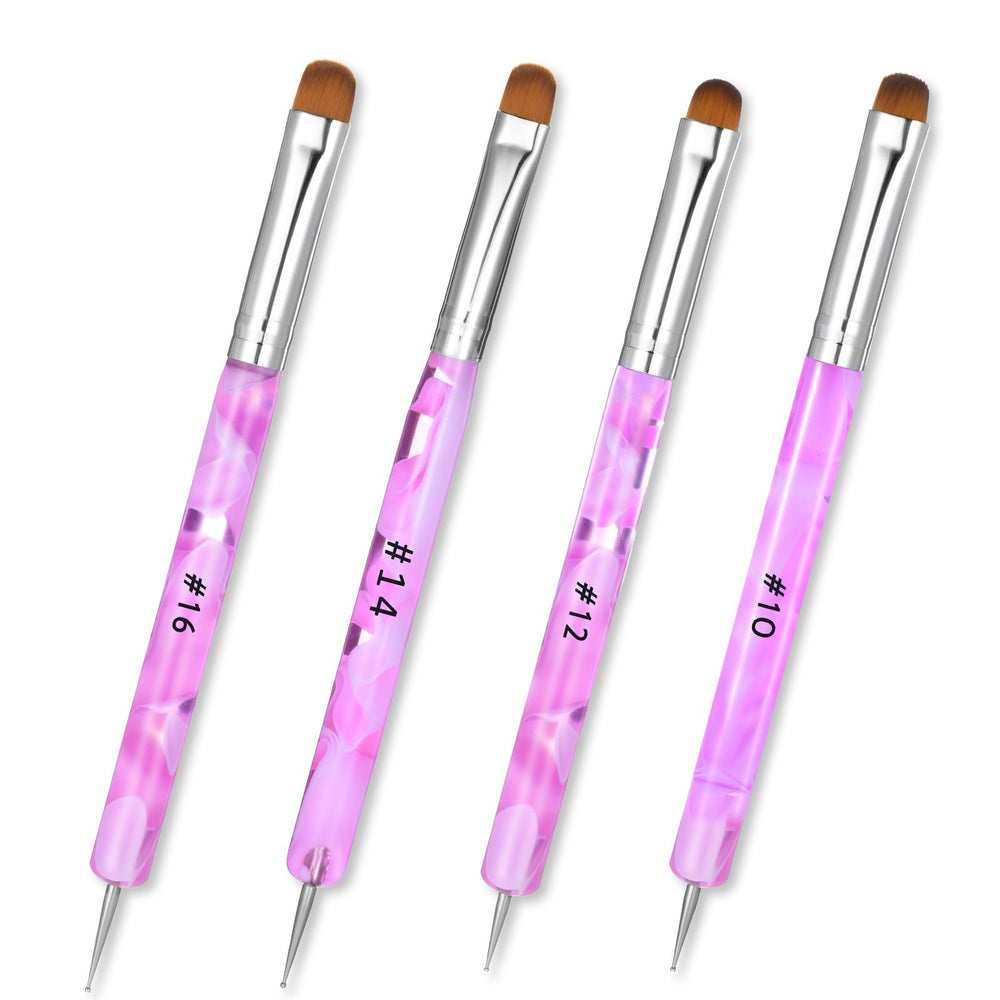 Xthrotsenk four double-ended brushes front view showing purple finish and sizes