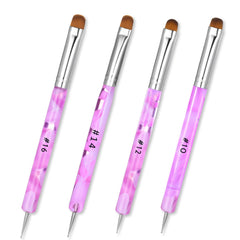 Xthrotsenk four double-ended brushes front view showing purple finish and sizes