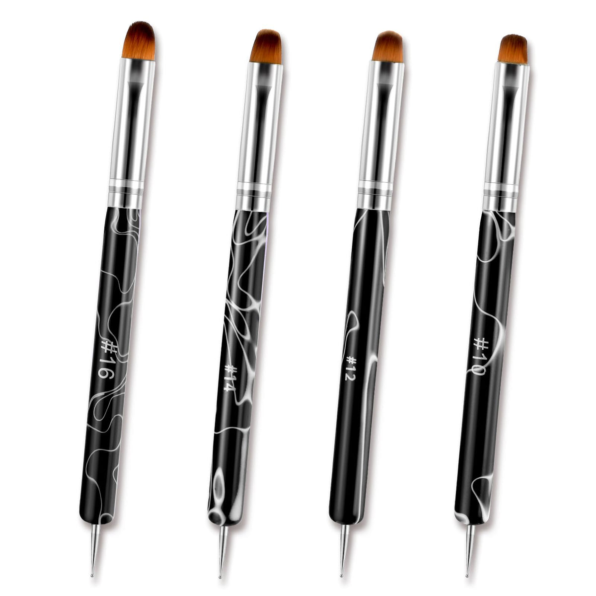 xthrotsenk front view of four dual-ended brushes showing set completeness and organization benefit
