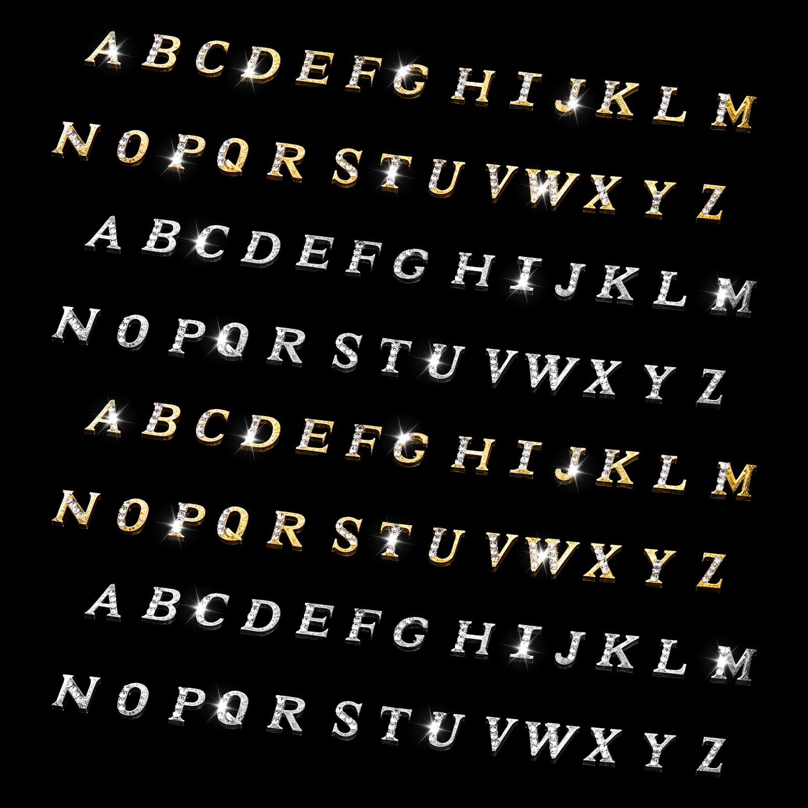 Xthrotsenk packaging showing 104 letter nail charms, organized and ready to use