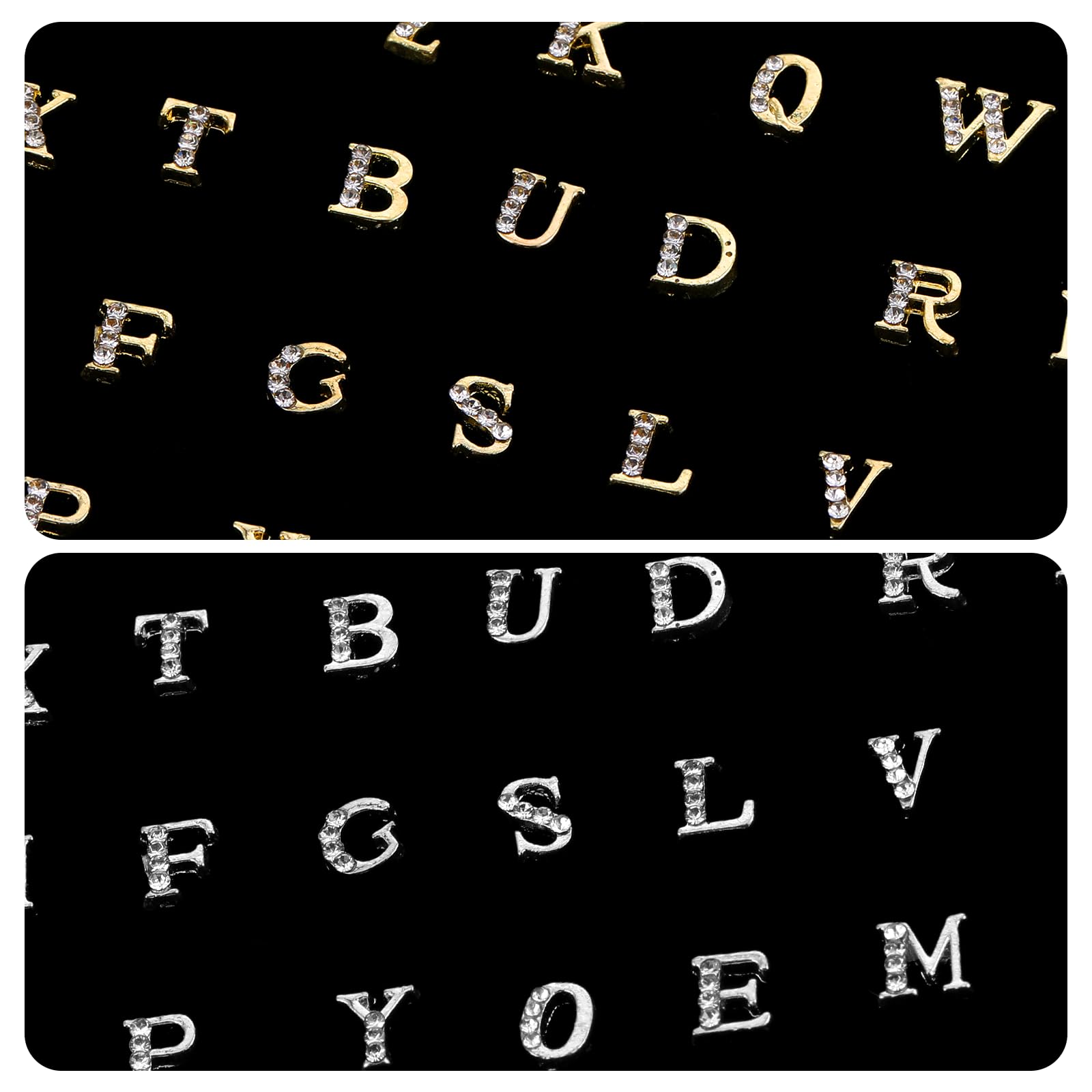 Xthrotsenk gold and silver letter charms side-by-side, versatile metallic tones for styling