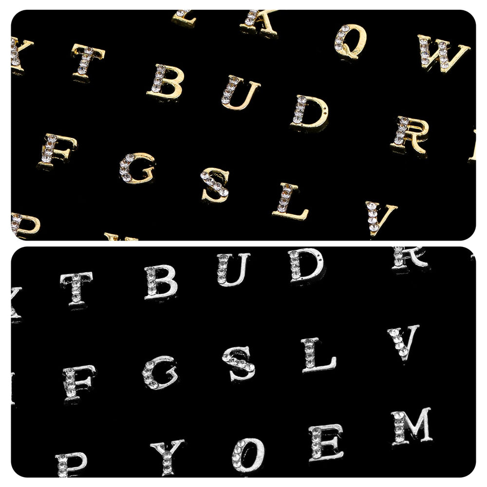 Xthrotsenk gold and silver letter charms side-by-side, versatile metallic tones for styling