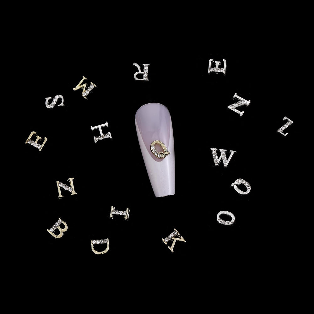 Xthrotsenk letters on a finished manicure in a salon setting, polished Y2K-inspired look