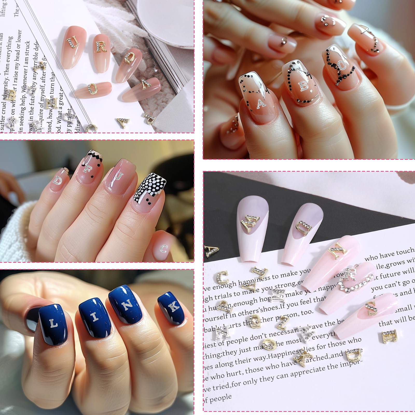 Xthrotsenk single silver letter charm applied to an accent nail, personalized detail adds flair