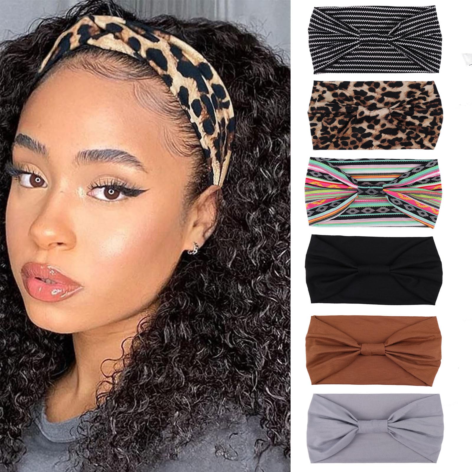 XTREND front view of six headbands showing prints and solids, easy styling