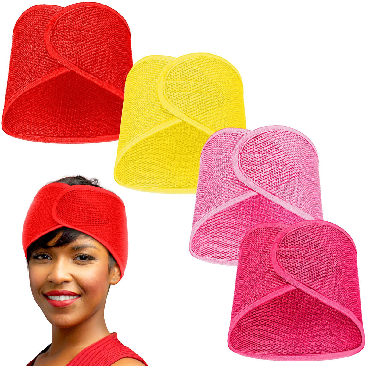 Xuhal front packaging showing four colorful mesh hair wraps and benefits