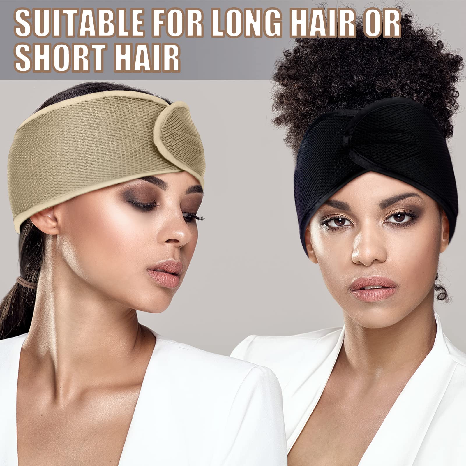 Xuhal wrap worn by model side profile keeping hair secure and crease-free benefit