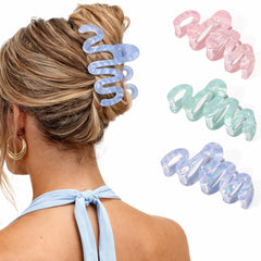 XunYee front view of three pastel clips showing colors and packaging benefit of matching sets