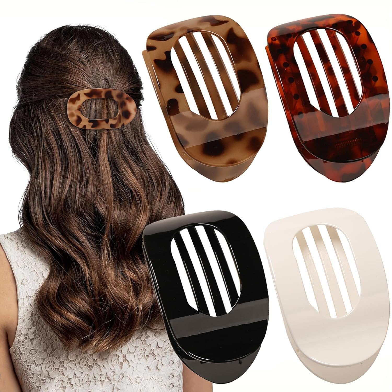 XVESOY front view of flat hair clip showing clean profile and secure hold