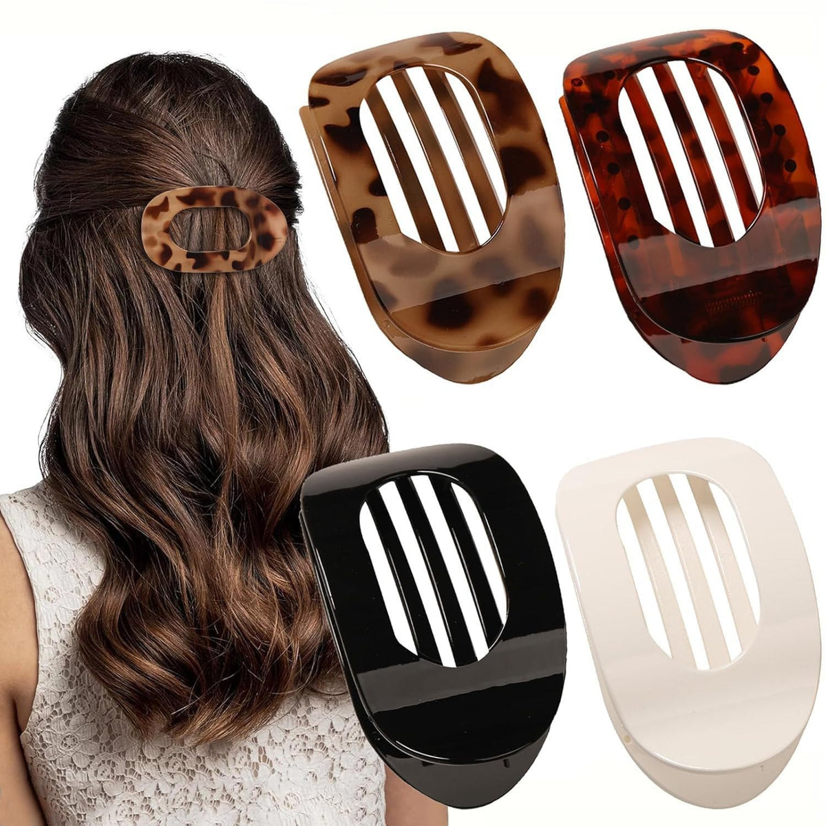 XVESOY front view of flat hair clip showing clean profile and secure hold