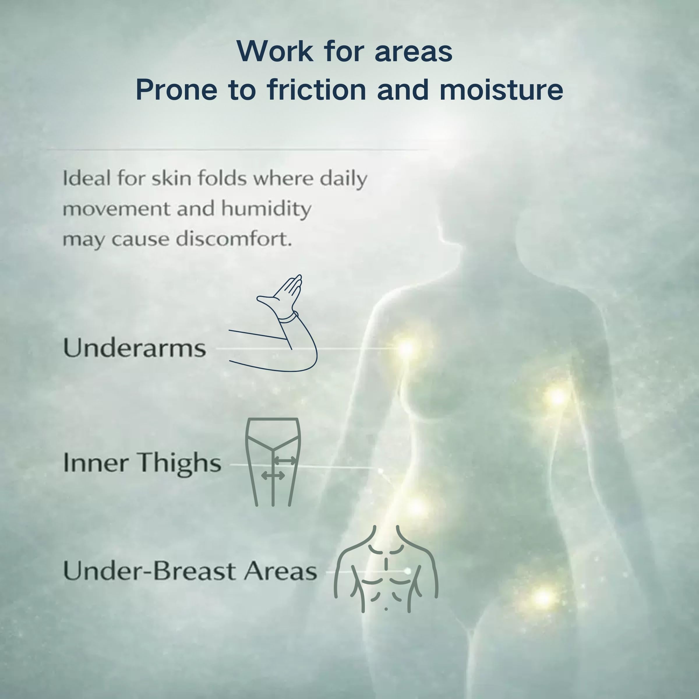 XYFSZDQJZHG applied to inner thigh illustrating chafe protection