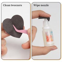 XYMYNWE open box displaying individual black heart-shaped wipes for easy access