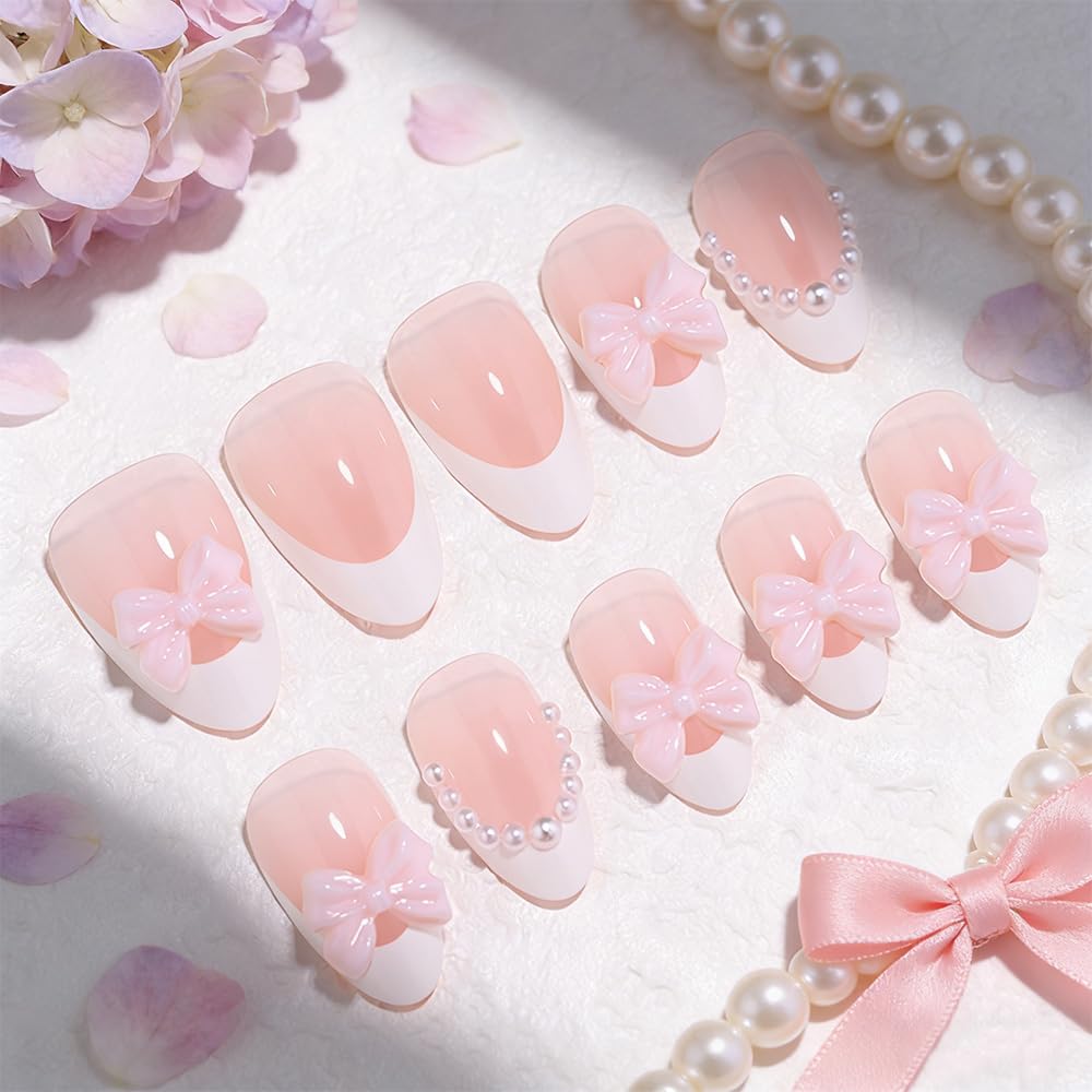 XZMeiLun close-up of 3D pearl and pink bow detailing for elegant texture