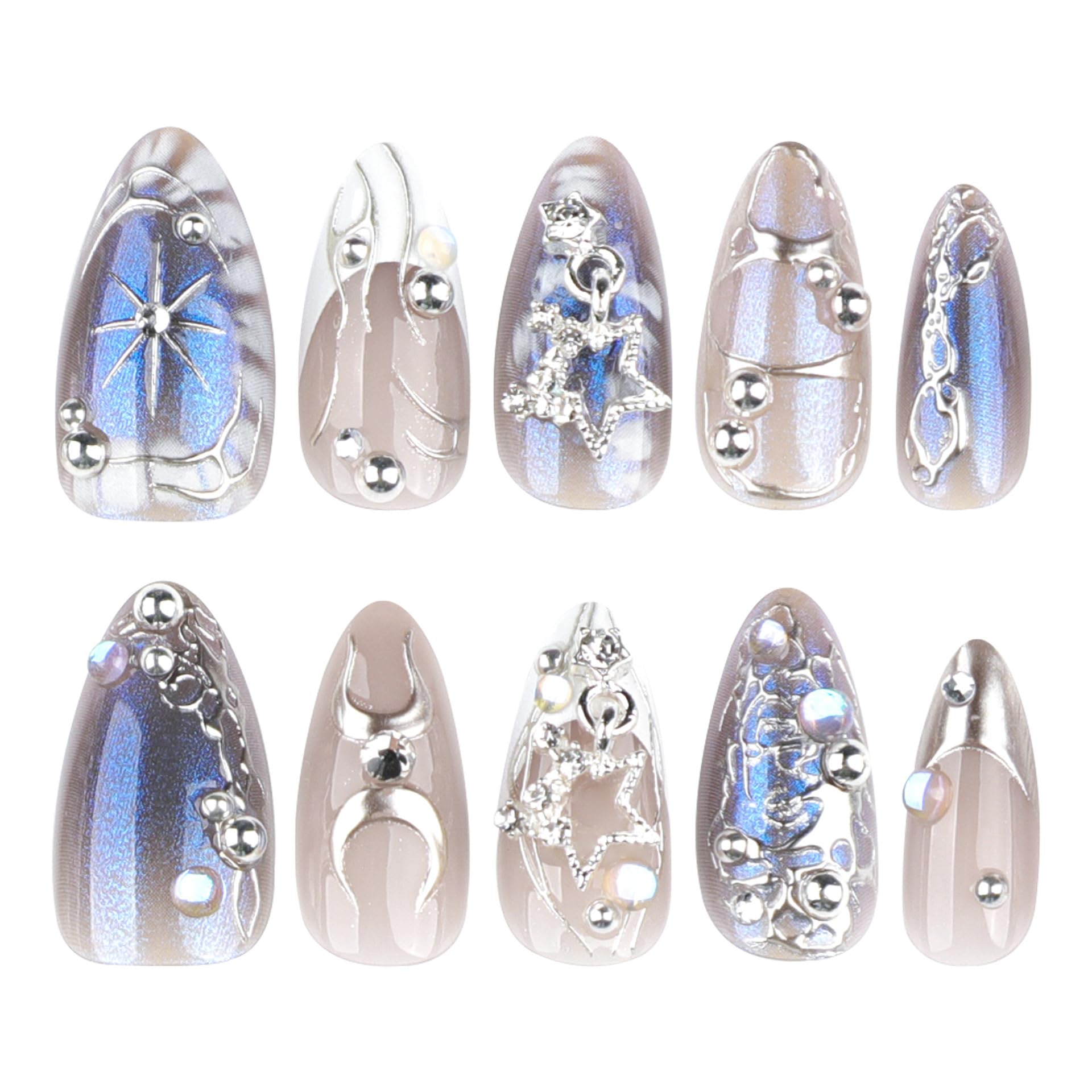 XZMeiLun close-up of 3D silver stars and pearl accents for dimension