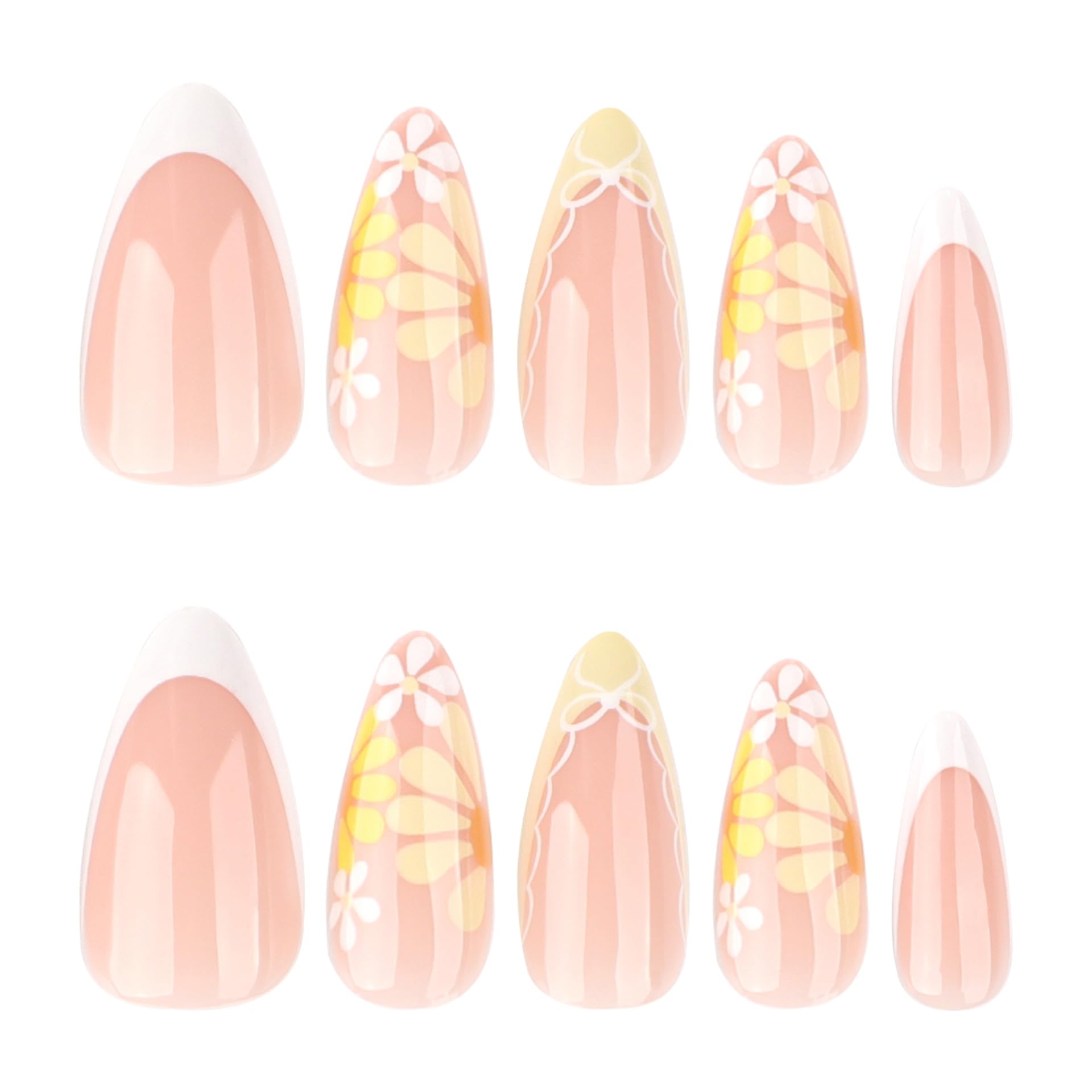 XZMeiLun close-up of yellow flower nail art, showcasing precise printed detail and shine