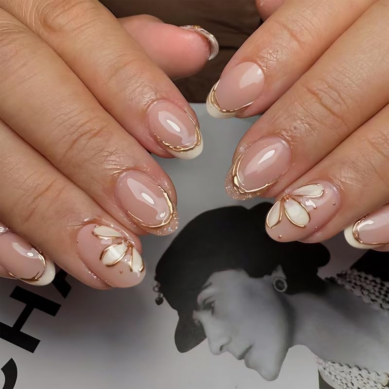 XZMeiLun front packaging showing gold line nails and included tools for instant wear