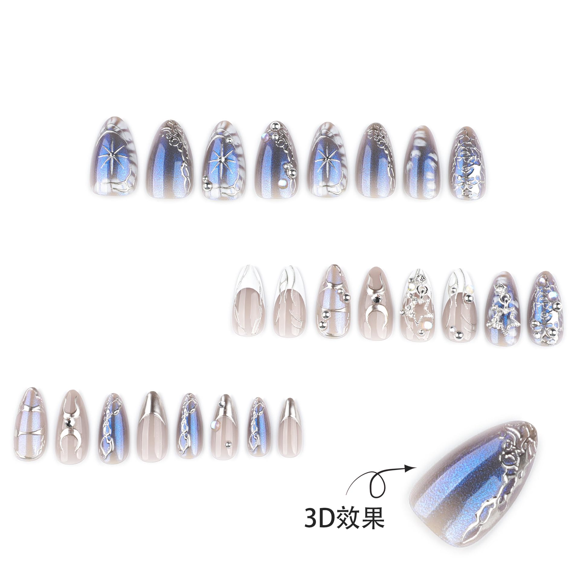 XZMeiLun in-use image applying a press-on nail for quick salon results
