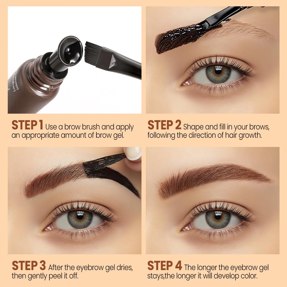 XZMeiLun model before and after illustrating natural-looking defined brows benefit