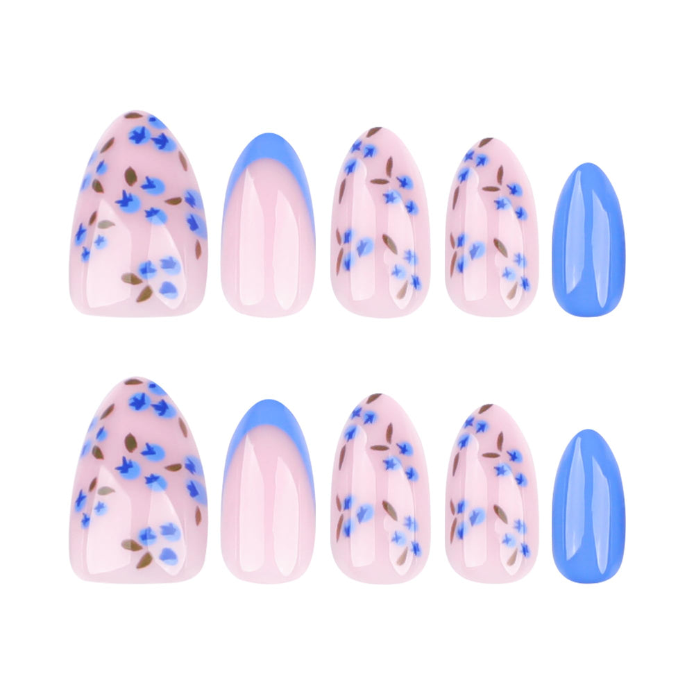 XZMeiLun assortment flat lay showing mixed floral, French tip, and glitter nail designs