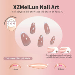 XZMeiLun nails on hand model demonstrating wearable look and everyday elegance