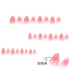 XZMeiLun nails on a model hand demonstrating wearable short almond style