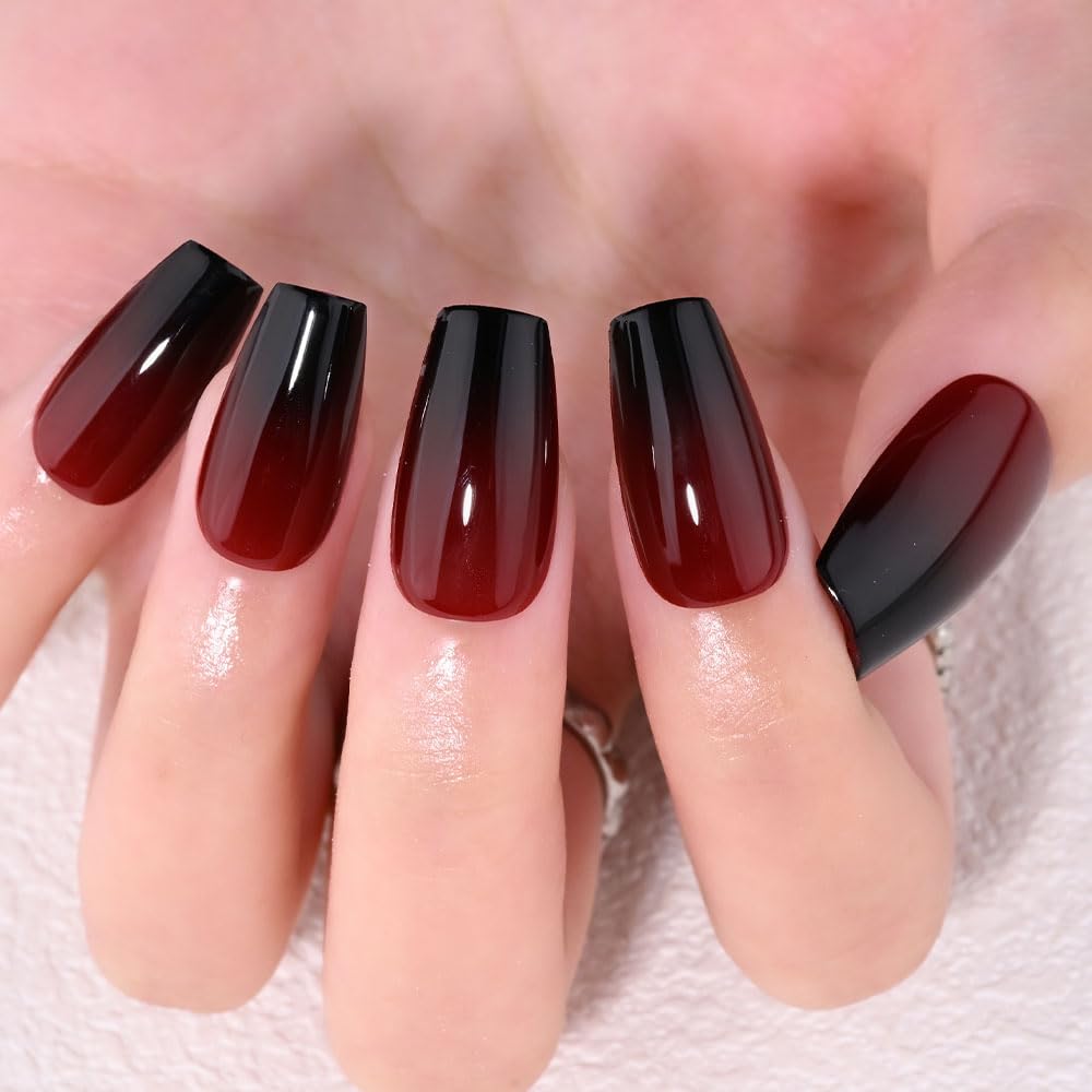 XZMeiLun close-up of glossy black-to-dark-red ombre finish, showcases fingerprint resistance
