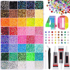 YACA front package showing 34,000 rhinestones and tools for instant crafting