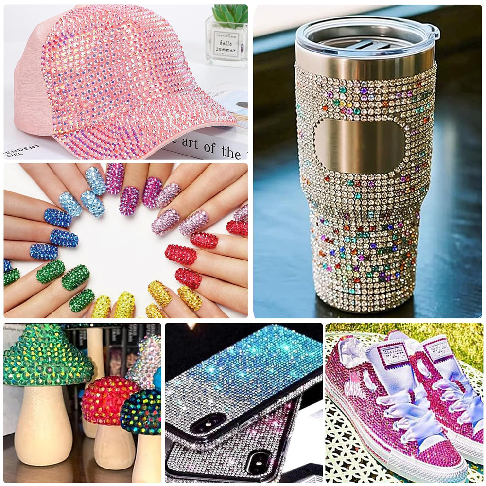 YACA decorated shoe in lifestyle scene showing vibrant bedazzle effect