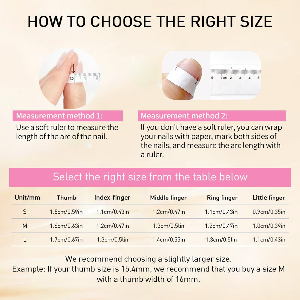 Yacey size comparison on natural nail illustrating fit options