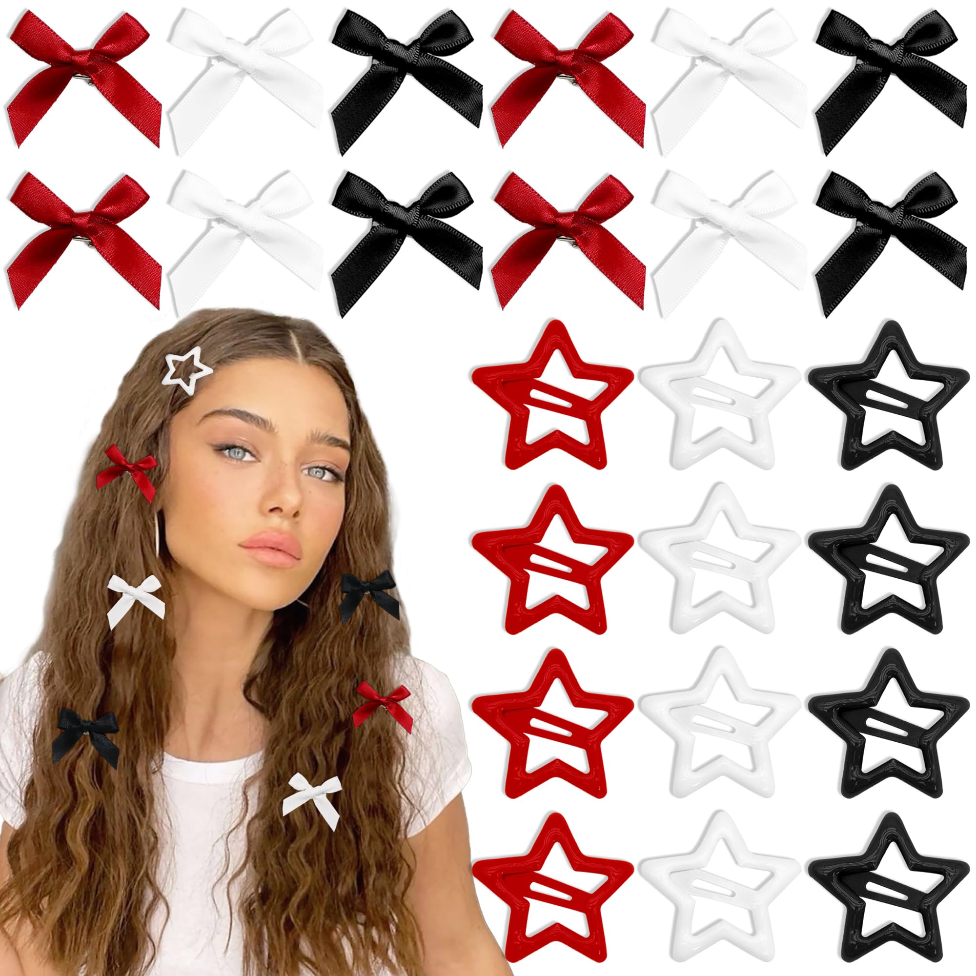 YAEISM front packaging showing 24 bow clips and color variety for easy selection