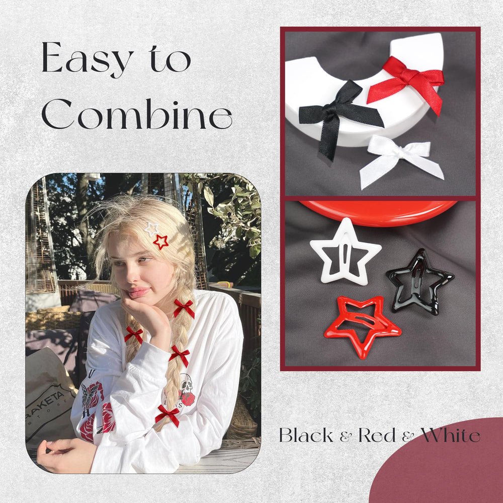 YAEISM three-color spread with red black white bows offering styling versatility