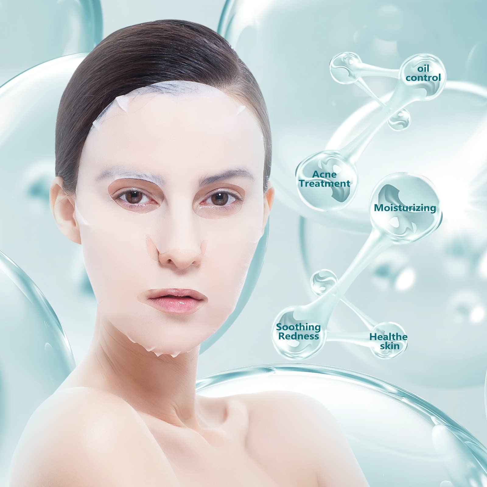 YAFUSIPE mask applied on model demonstrating reduced redness and calming effect