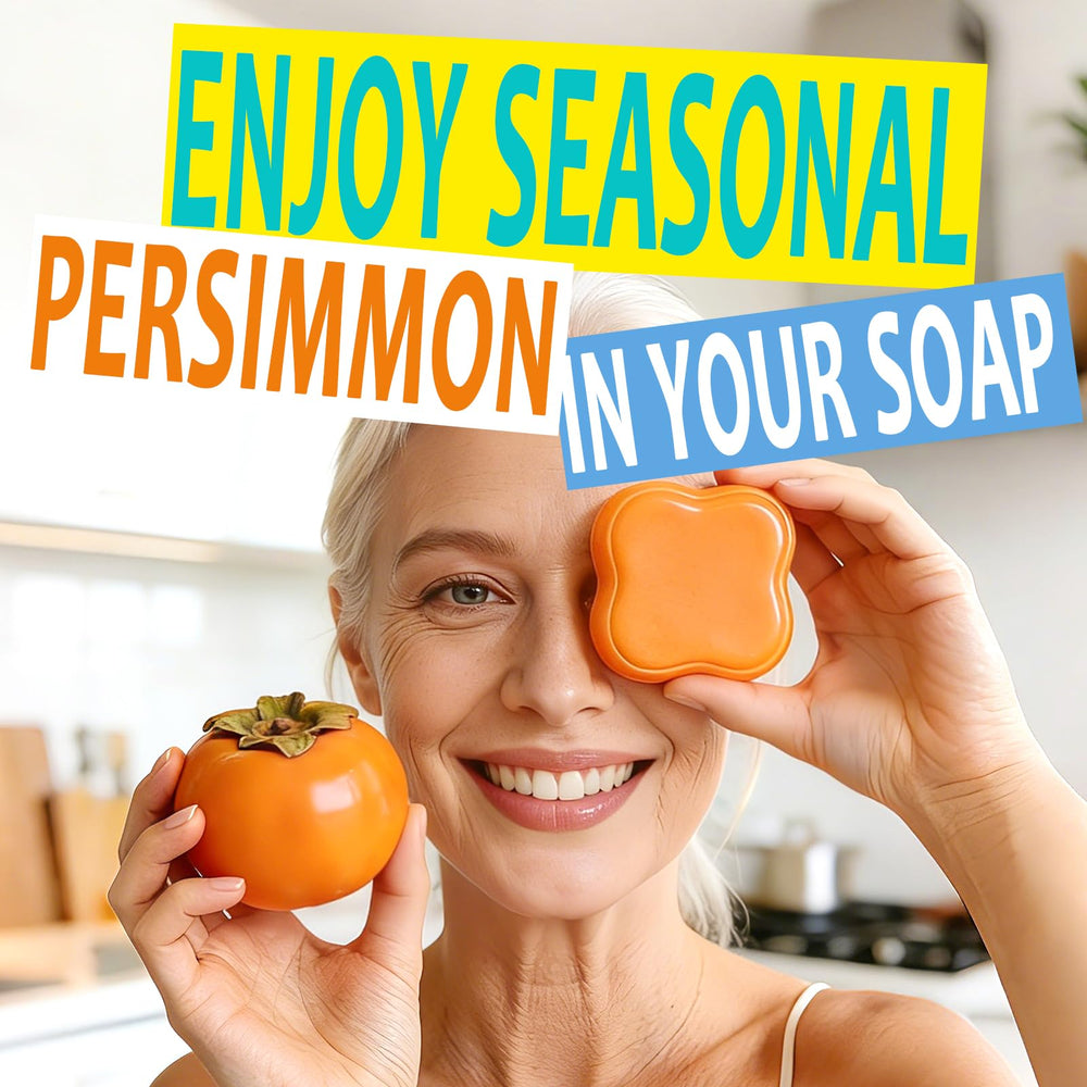YAFUSIPE persimmon soap placed in bathroom lifestyle scene for daily use