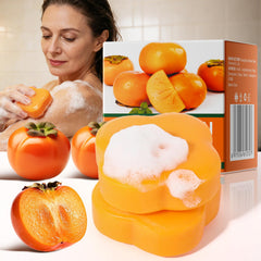 YAFUSIPE persimmon soap front packaging showing bar and weight benefit