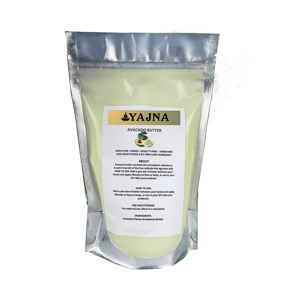 Yajna jar front view showing pure avocado butter for moisturization