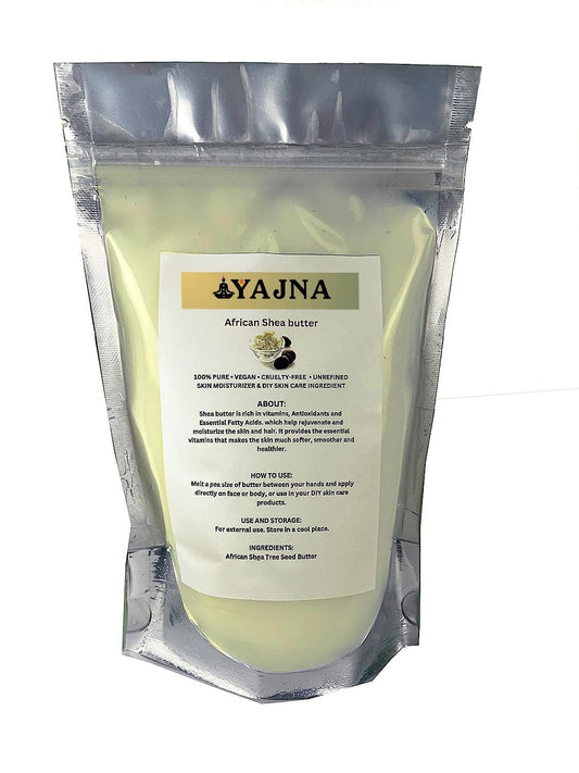 Yajna shea butter jar front view showing pure product goodness