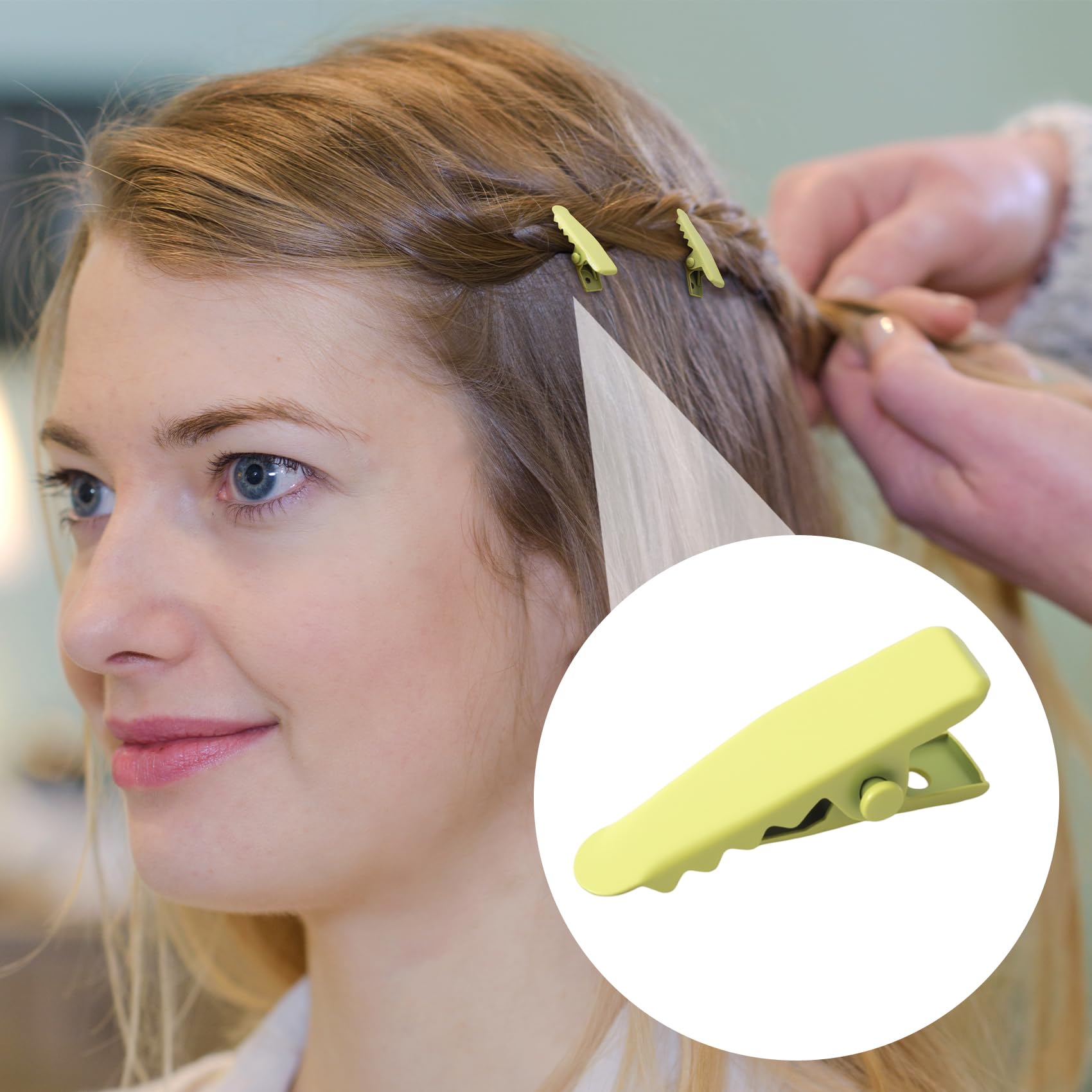 YALOJE clip holding a small hair section showing tidy styling benefit