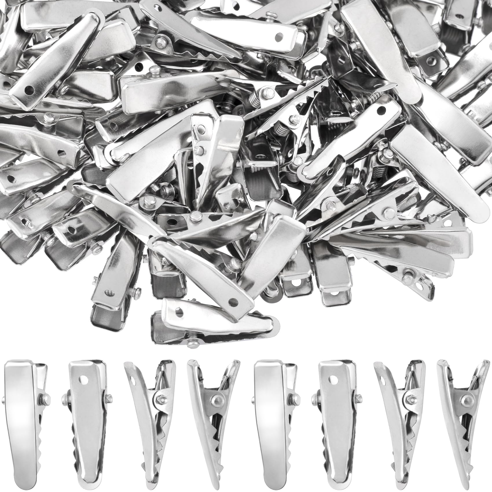 YALOJE front view of silver alligator clip pack showing quantity and finish