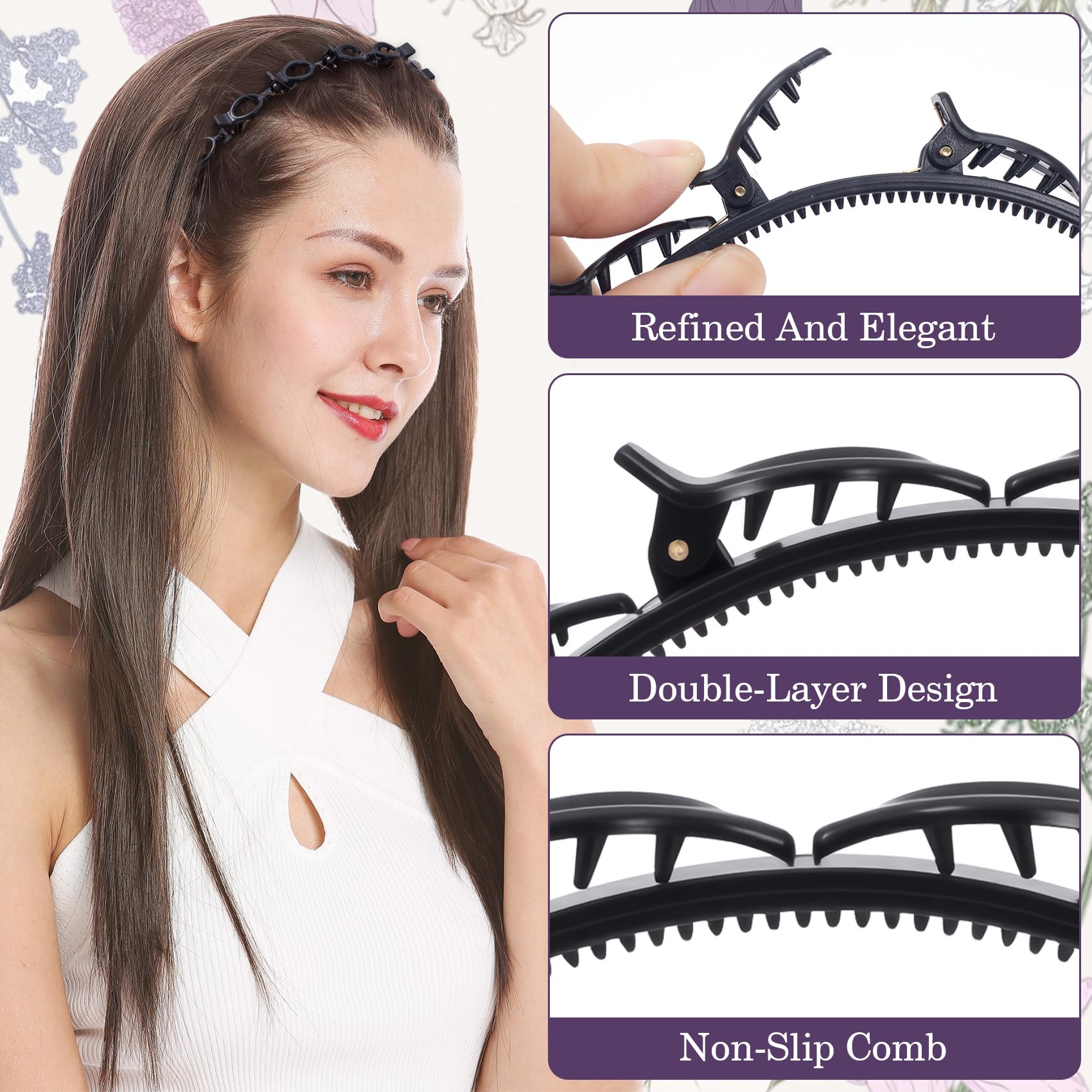 YALOJE side profile of headband worn on model demonstrating neat front styling