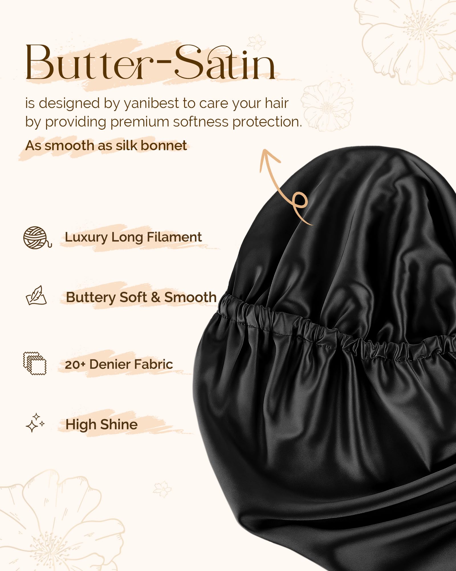 YANIBEST drawstring and thin elastic band detail offering customized secure fit comfort
