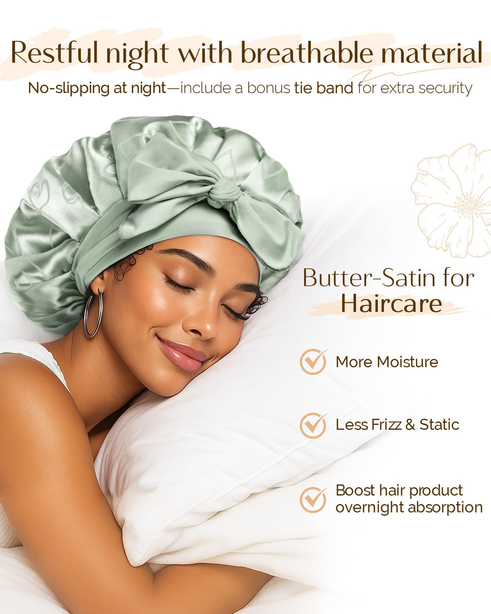 YANIBEST close-up satin texture highlighting silky surface benefit: reduces friction
