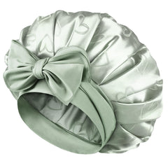 YANIBEST bonnet front view showing smooth satin and secure fit benefit: protects hair