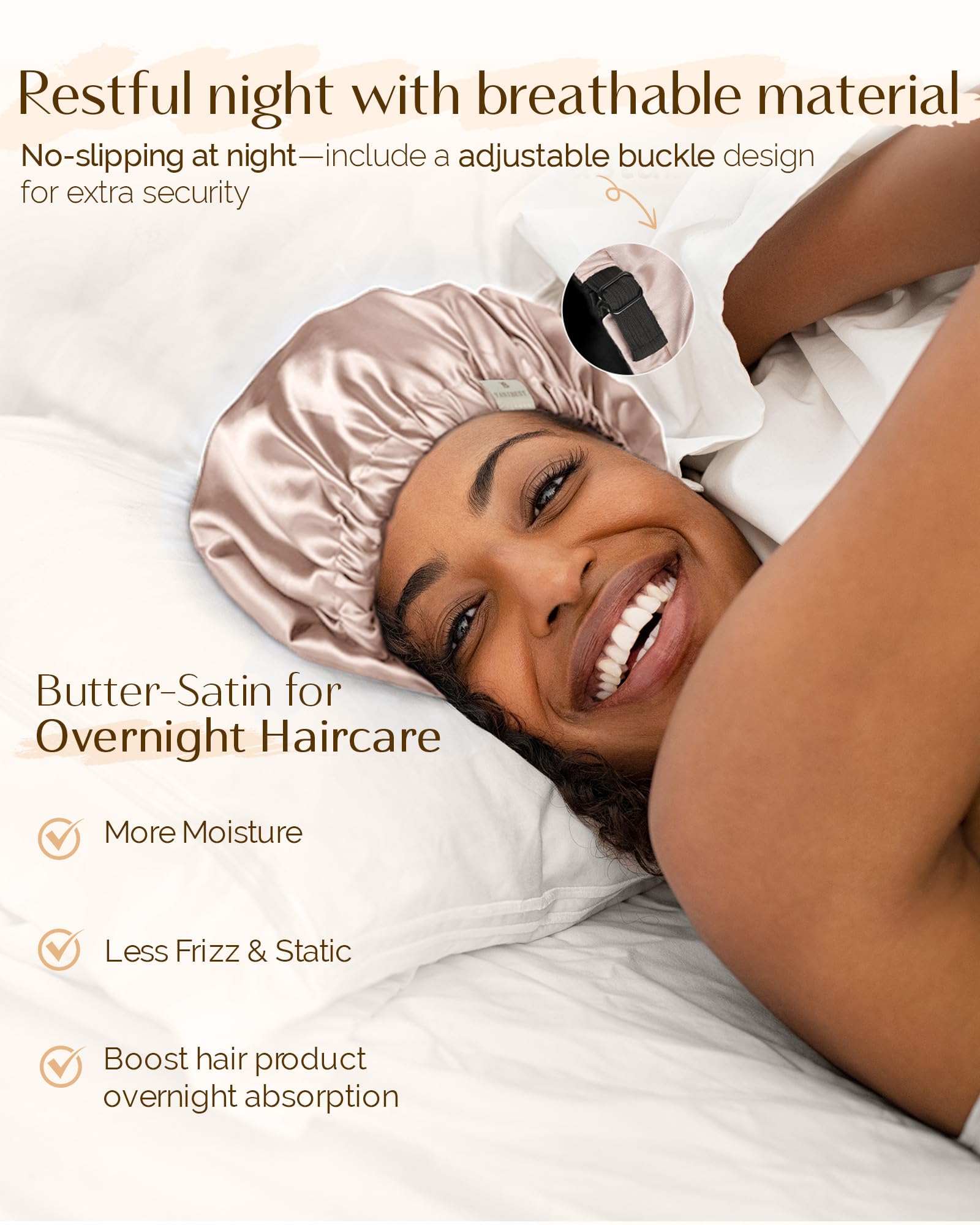 YANIBEST close-up of satin inner lining preserving hair moisture