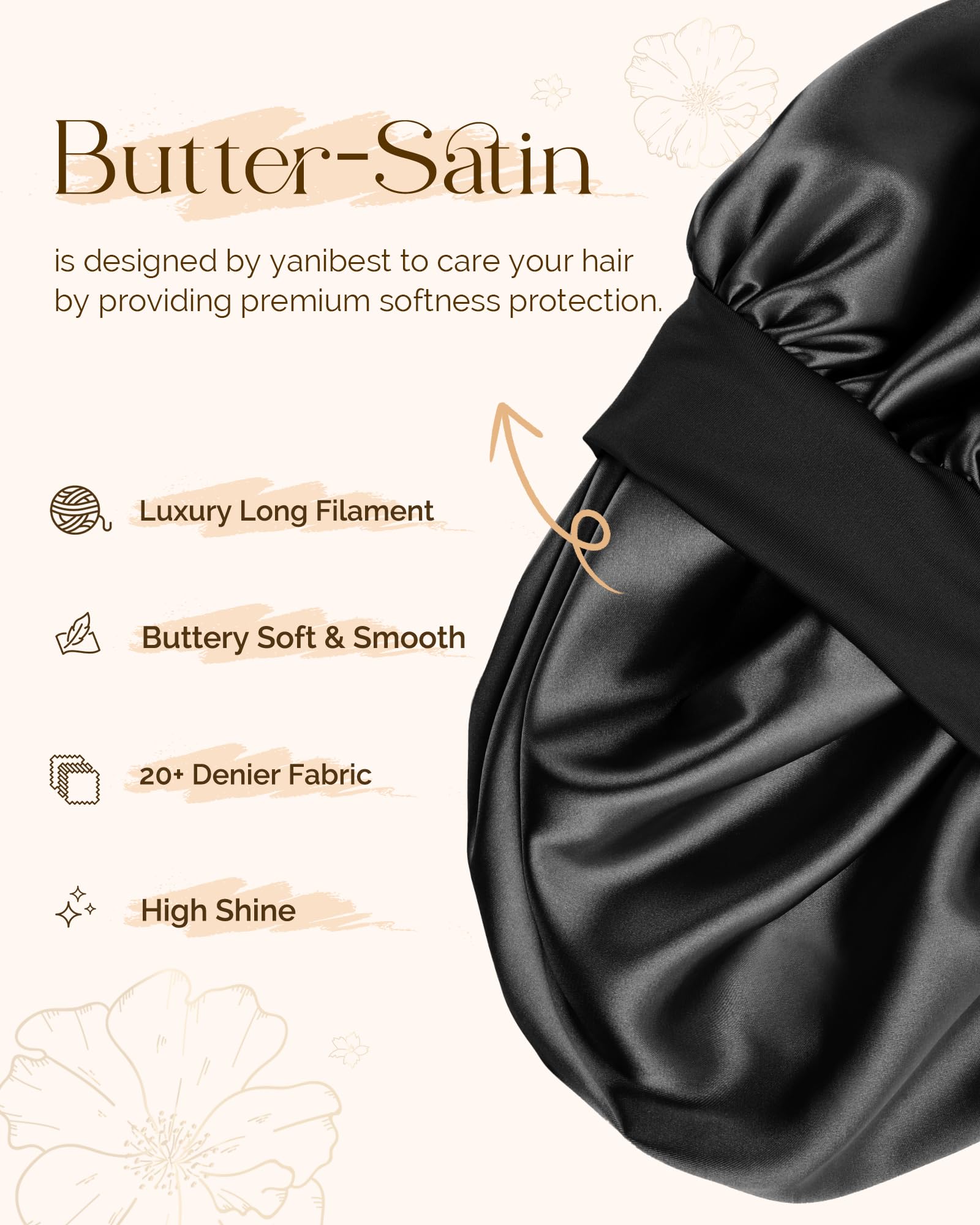 YANIBEST satin texture close-up illustrating slippery surface that reduces friction