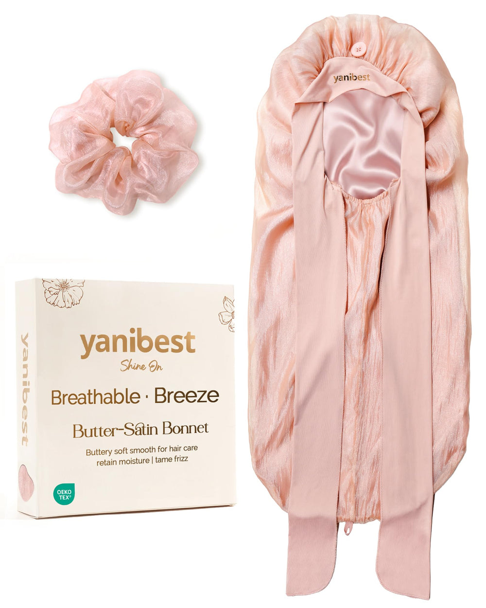 YANIBEST front view pink bonnet showing fit and coverage benefit