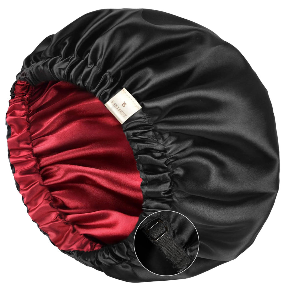 YANIBEST front view satin bonnet showing full coverage and comfort