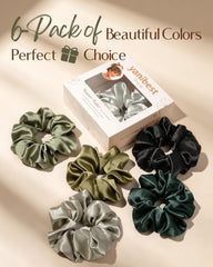 YANIBEST scrunchies styled on bathroom mirror for easy everyday use