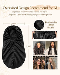 YANIBEST model wearing bonnet with long braids demonstrating protection and reduced frizz