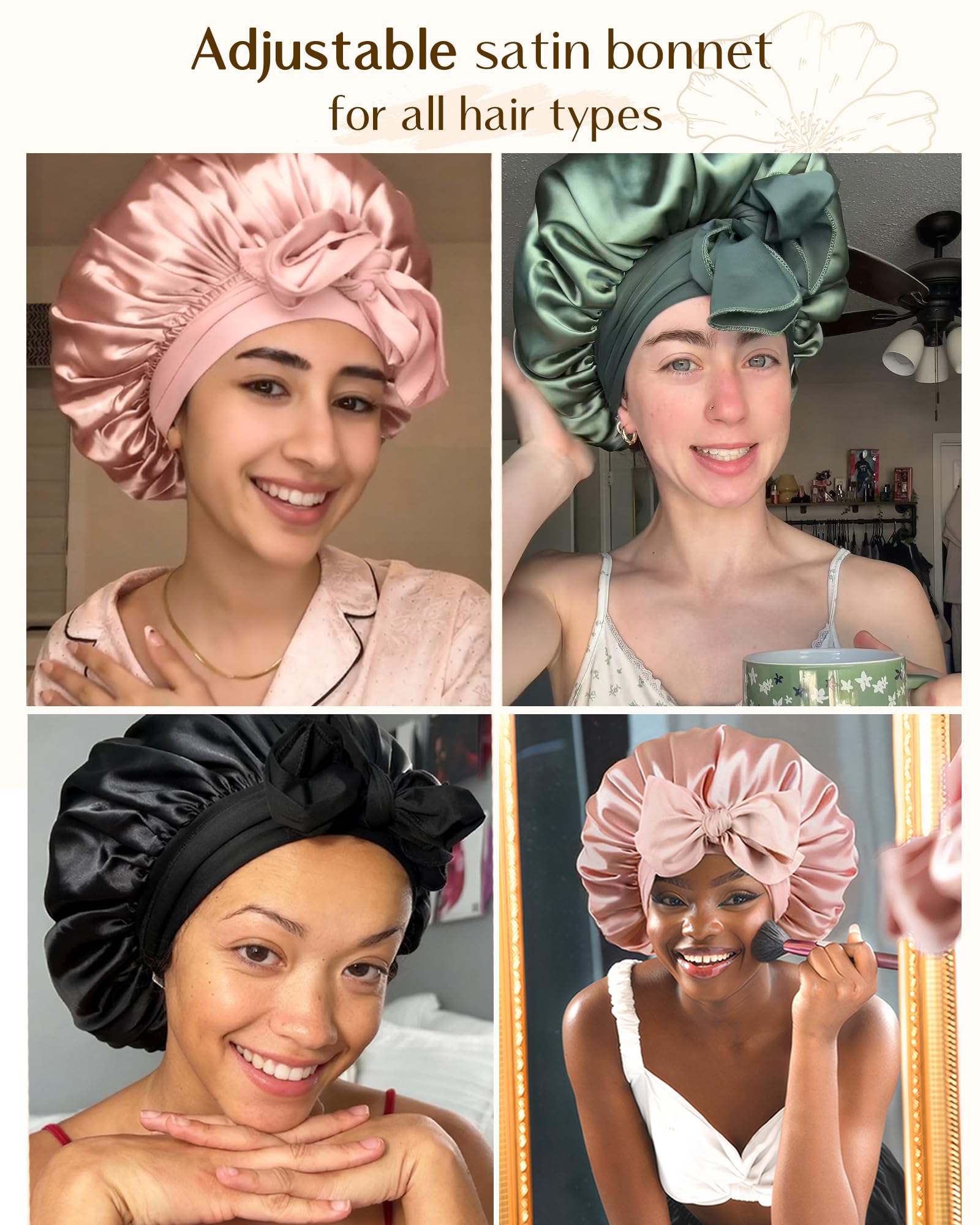 YANIBEST model sleeping with bonnet preserving hairstyle and preventing frizz