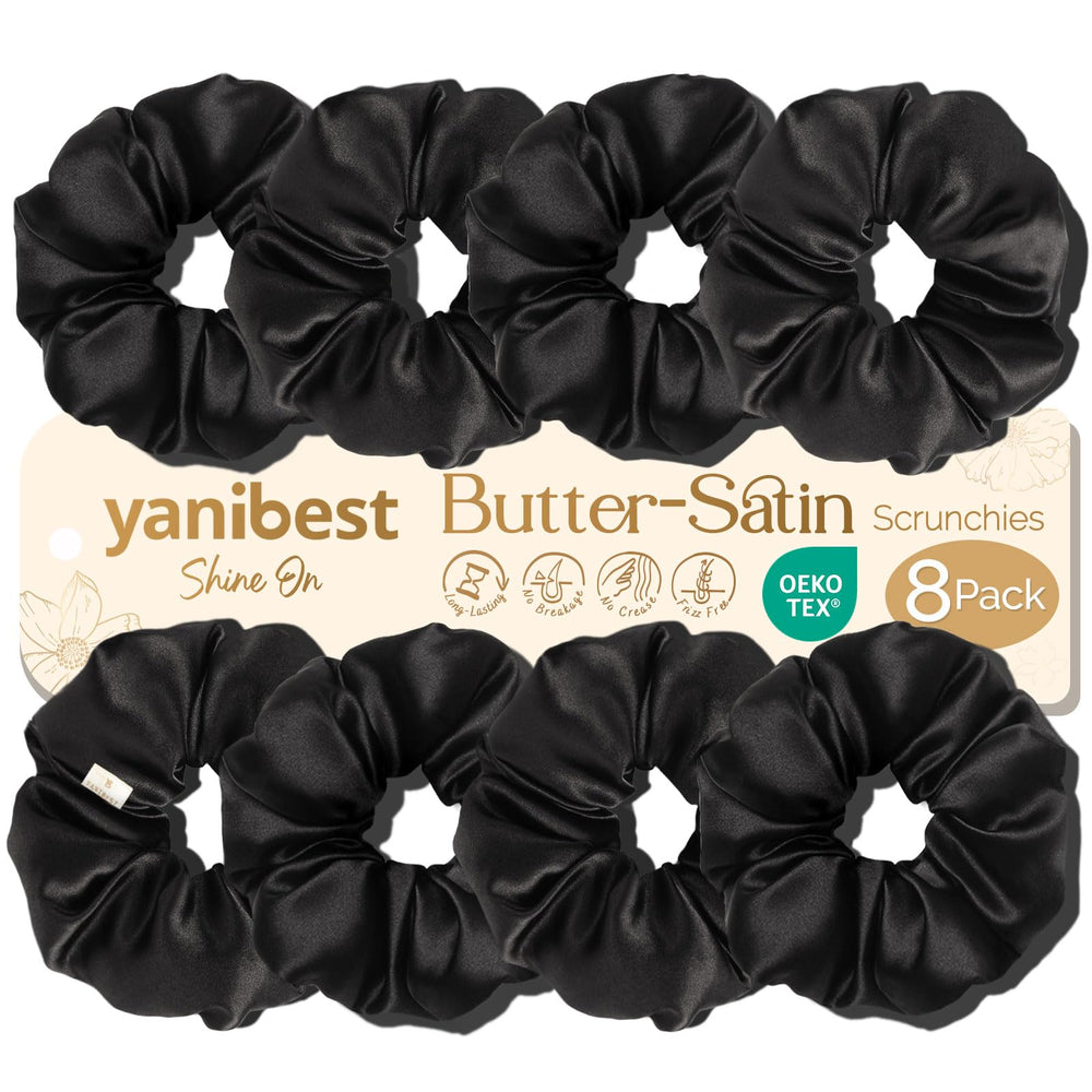 YANIBEST packed box of eight satin scrunchies for organized gifting benefit